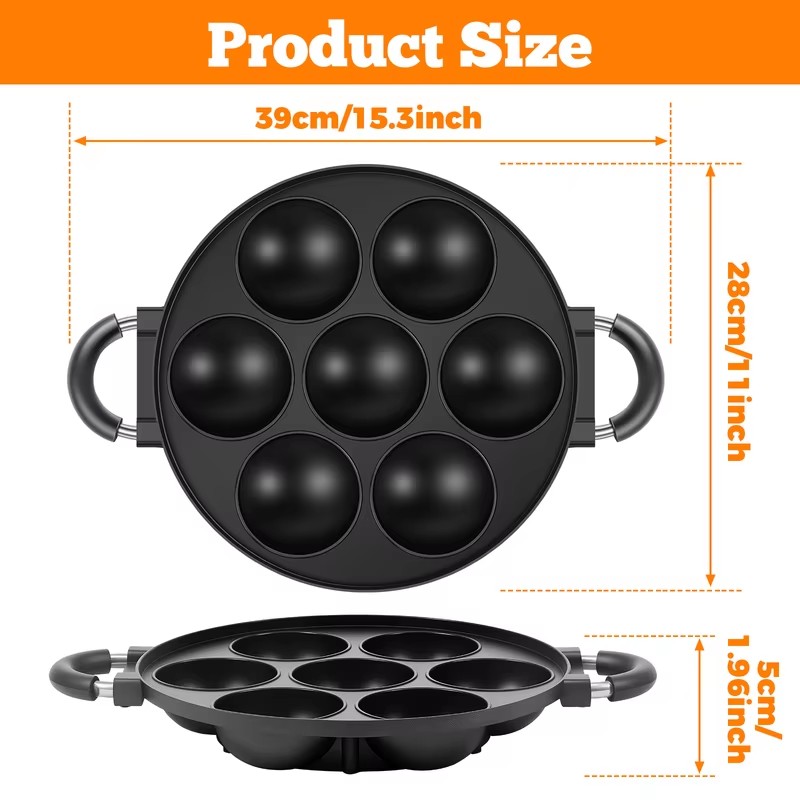 Sartén de aluminio con 7 cavid - Takoyaki Grill Plate reseña y precio